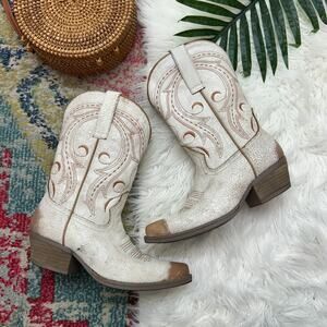 $239 Sterling River Bohemian Moon Print Western Cowgirl Boots 8.5 Cowboy Leather